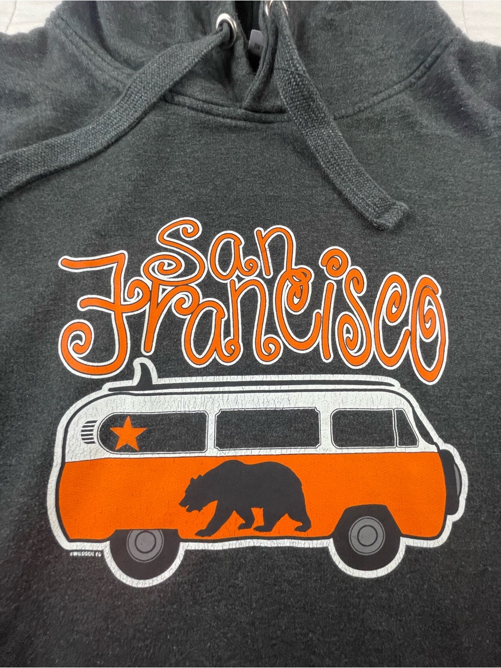 San Francisco California Graphic Hoodie in Charcoal and Orange XL